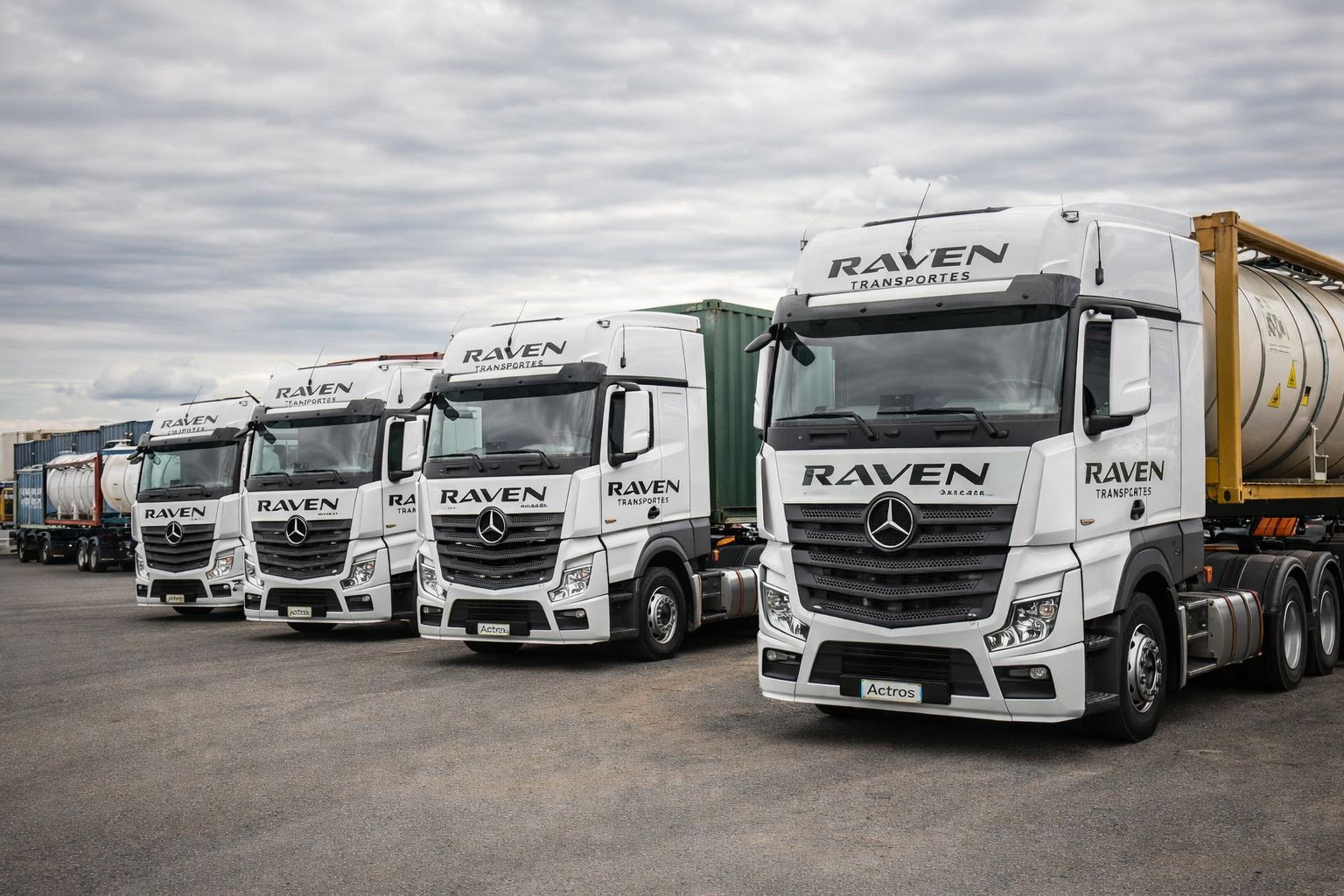 Frota de caminhões Raven Transportes — cavalos mecânicos para transporte de containers e isotank em Navegantes SC