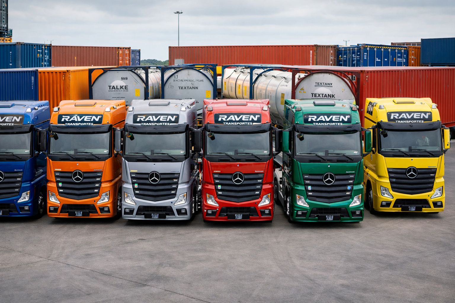 Frota Raven Transportes em operação portuária — transporte containerizado e isotank